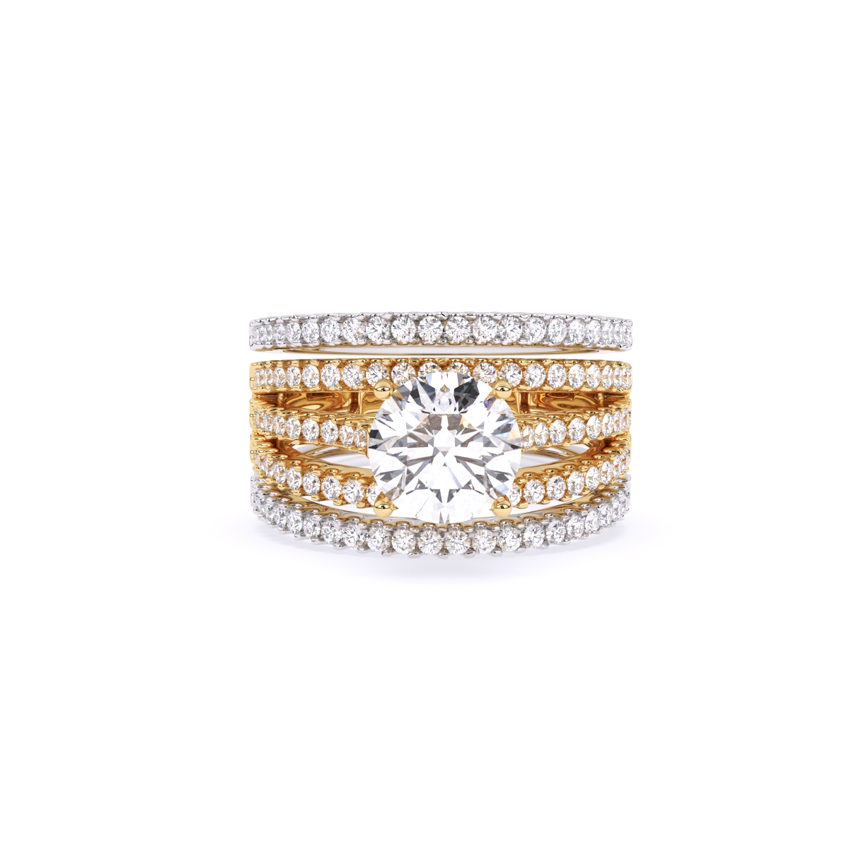 Sparkle Solitaire Five Band Engagement Ring